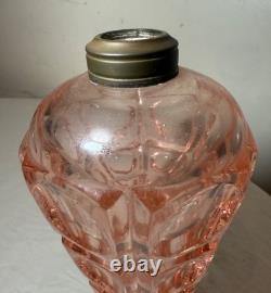Antique 19th century Westmoreland coinspot pink glass brass whale table oil lamp