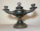 Antique 19th century bronze electrified oil argand genie table lamp lantern