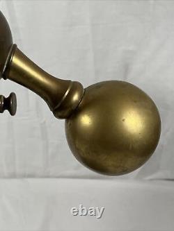 Antique 28 Harvard Style Oil Lamp Student Heavy Brass Green Glass Kerosene VTG