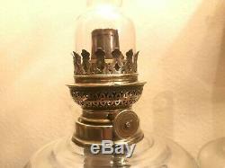 Antique 2 Brass Kerosene Oil Lamps Pair