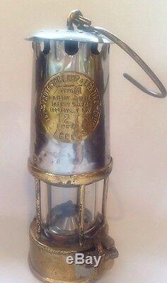 Antique 9 Miners Lamp Lantern Protector Lighting Eccles Brass Glass Oil