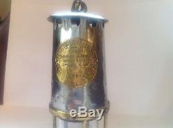 Antique 9 Miners Lamp Lantern Protector Lighting Eccles Brass Glass Oil