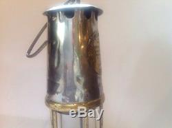 Antique 9 Miners Lamp Lantern Protector Lighting Eccles Brass Glass Oil