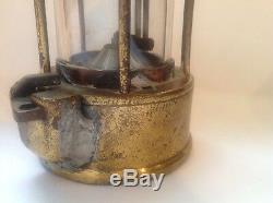 Antique 9 Miners Lamp Lantern Protector Lighting Eccles Brass Glass Oil