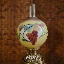 Antique ABCO Gone With The Wind Electrified Oil Lamp with Hand Painted Grapes