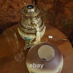 Antique ABCO Gone With The Wind Electrified Oil Lamp with Hand Painted Grapes