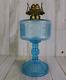 Antique ADAMS EAPG P&A EAGLE Glass Kerosene Oil Lamp 1880s Blue TWO PANEL