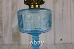 Antique ADAMS EAPG P&A EAGLE Glass Kerosene Oil Lamp 1880s Blue TWO PANEL
