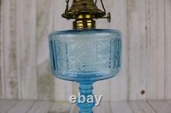 Antique ADAMS EAPG P&A EAGLE Glass Kerosene Oil Lamp 1880s Blue TWO PANEL