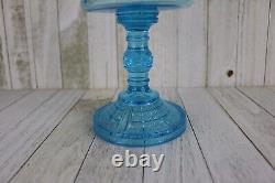 Antique ADAMS EAPG P&A EAGLE Glass Kerosene Oil Lamp 1880s Blue TWO PANEL