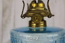 Antique ADAMS EAPG P&A EAGLE Glass Kerosene Oil Lamp 1880s Blue TWO PANEL