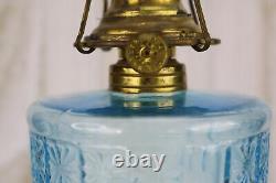 Antique ADAMS EAPG P&A EAGLE Glass Kerosene Oil Lamp 1880s Blue TWO PANEL