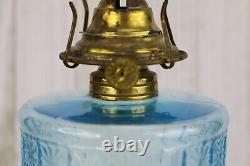 Antique ADAMS EAPG P&A EAGLE Glass Kerosene Oil Lamp 1880s Blue TWO PANEL