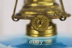 Antique ADAMS EAPG P&A EAGLE Glass Kerosene Oil Lamp 1880s Blue TWO PANEL