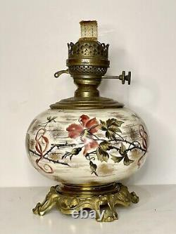 Antique AESTHETIC MOVEMENT 1890's Victorian Hand Painted P & A Oil Lamp GWTW