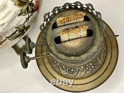 Antique AESTHETIC MOVEMENT 1890's Victorian Hand Painted P & A Oil Lamp GWTW