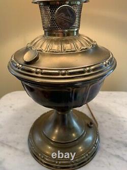 Antique ALADDIN Model 7 Brass OIL LAMP withShade/Chimney-Electrified