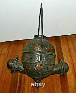 Antique ANGLE MFG CO NY KEROSENE OIL BURNING Hanging LANTERN LAMP