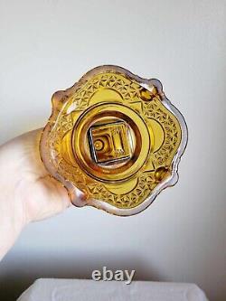 Antique Adams Aquarius Amber Glass Kerosene Oil Lamp