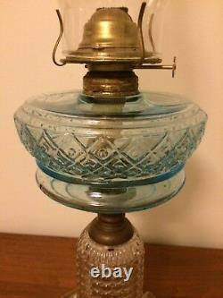 Antique Adams Glass Thousand Eye Oil Lamp