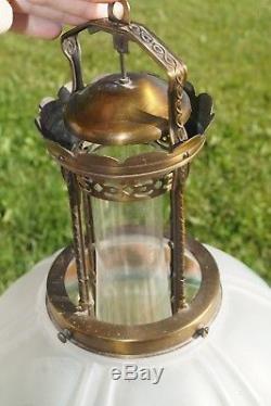 Antique Aladdin #12 Bronze Hand Painted 616s Shade Kerosene Oil Hanging Lamp