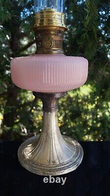 Antique Aladdin 1937 39 QUEEN Pink / Rose Moonstone Model B-98 Oil Lamp