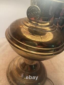 Antique Aladdin # 6 Brass Oil Lamp, Original Frosted Shade & Chimney Electrified