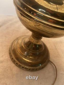 Antique Aladdin # 6 Brass Oil Lamp, Original Frosted Shade & Chimney Electrified