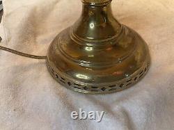 Antique Aladdin # 6 Brass Oil Lamp, Original Frosted Shade & Chimney Electrified