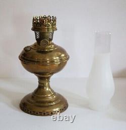 Antique Aladdin Brass Oil/Kerosene Lamp withWick & Frosted Chimney