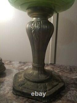 Antique Aladdin Corinthian Jadeite Green Kerosene Oil Lamp
