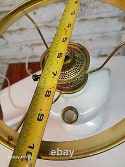 Antique Aladdin Electrified Oil Lamp Model B White base and Floral shade