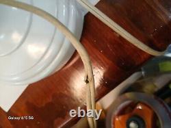 Antique Aladdin Electrified Oil Lamp Model B White base and Floral shade