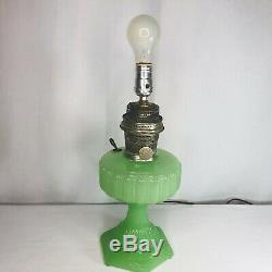 Antique Aladdin Jadeite Green Glass Lamp Converted to Electric Model B