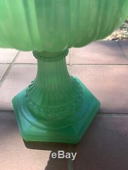 Antique Aladdin Jadeite Hurricane Oil Lamp Model B