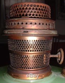 Antique Aladdin Jadeite Kerosene Oil Lamp, Moonstone Nu-Type Model B Burner