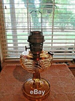 Antique Aladdin Lamp Amber Washington Drape withNu-Type Model B Burner 1940's NICE