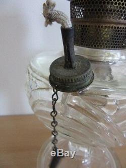 Antique Aladdin Model B Nutype Clear Drape Pattern Oil Lamp