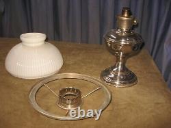 Antique Aladdin Model No. 9 Oil Lamp with Shade & Burner Nice Nickel Finish