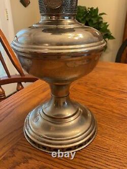 Antique Aladdin Nickel Silver Model No 11 Oil Lamp and Chimney USA