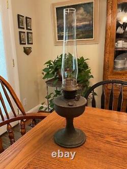 Antique Aladdin Nu-Type Model B Metal Oil Lamp withtwist and Lock Chimney