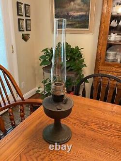 Antique Aladdin Nu-Type Model B Metal Oil Lamp withtwist and Lock Chimney