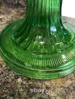 Antique Aladdin Oil Lamp Green Beehive Pattern With Original Chimney