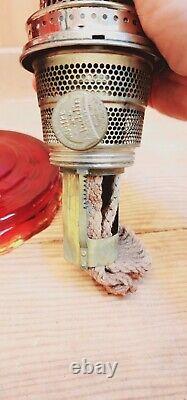 Antique Aladdin Ruby Red Tall Lincoln Drape Oil Lamp with Model B Burner