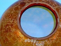 Antique Amber Crackle Hanging Oil Lamp 14'' Shade