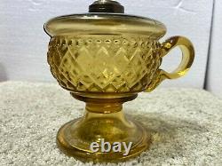 Antique Amber Finger Oil Lamp Collar Marked Pat D Apr 13 1875 Mar 21 1876 Nice