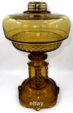 Antique Amber Glass AQUARIUS Kerosene Oil Stand Lamp THURO 1, 315-e Square Stem
