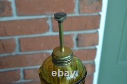 Antique Amber Glass Whale Oil Lamp Ribbed Victorian Vintage