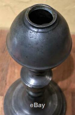 Antique American Pewter Whale Oil Lamp, Marked R. Dunham, c. 1837