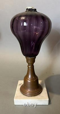 Antique Amethyst Art Glass 11-3/4 Oil Lamp Base